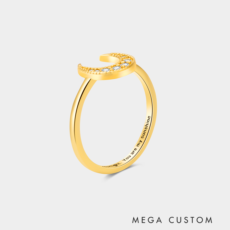 Personalized Eternal Sun and Moon Couple's Ring in Sterling Silver with Custom Text