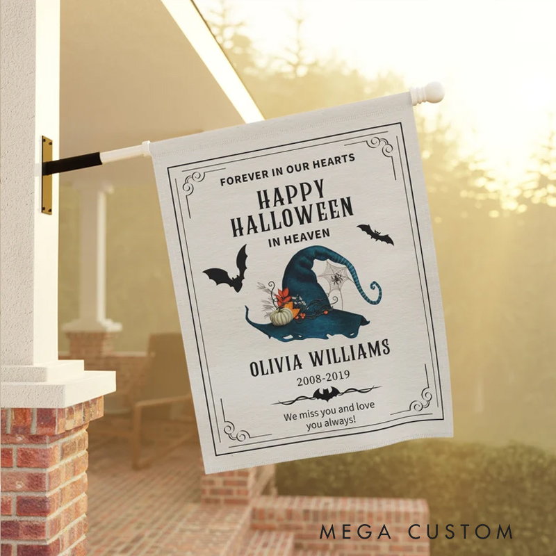 Personalized Memorial Garden Flag Custom Name and Date Flag Sympathy Flag Halloween Garden Flag Grave Decoration Funeral Service flag