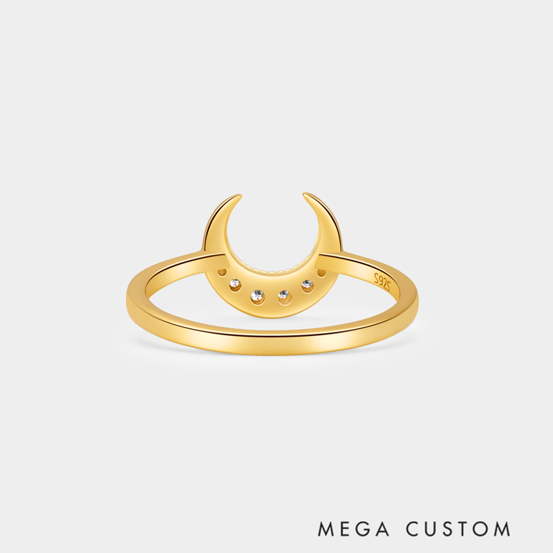 Personalized Eternal Sun and Moon Couple's Ring in Sterling Silver with Custom Text