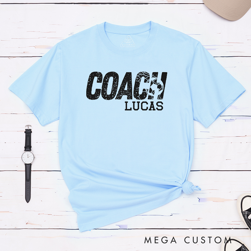 Personalized Coach Soccer T-Shirt with Custom Name 