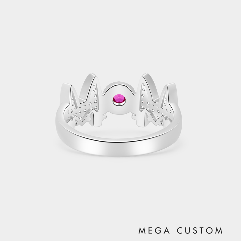 Personalized MOM Cat Ring A Gift for Your Beloved   925 Sterling Silver Necklace