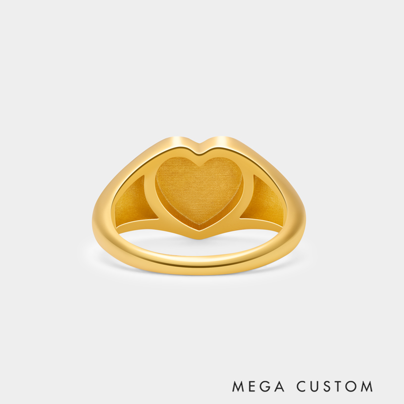 Personalized Couple's Initial Heart-Shaped Seal Ring A Gift for Your Beloved 925 Sterling Silver Necklace