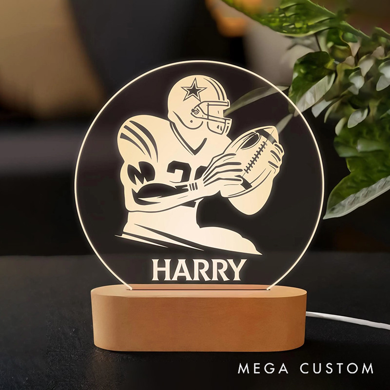 [Copy]Personalized American Football Helmet and Ball Design LED Night Light with Custom Name