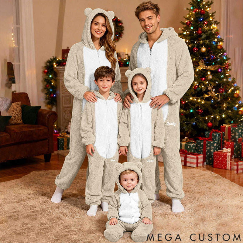 Personalized Fluffy Romper Family Matching Christmas for Family, Onesie Pajamas Women, Men