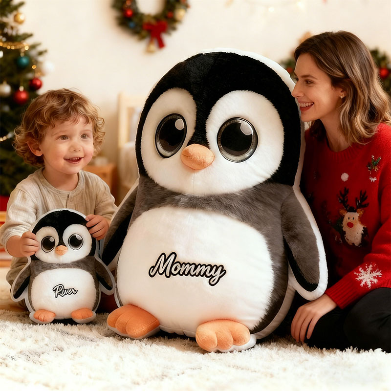 Personalized Graphic 3D Print Pillows Pillow, Custom Penguin Pillow with Name for Family