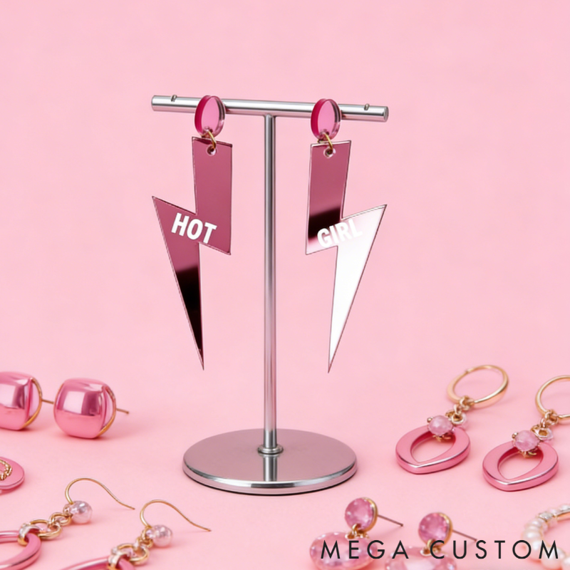 Personalized Multi-Color Lightning Bolt Earrings Edgy Statement Gift for Fashion Girls