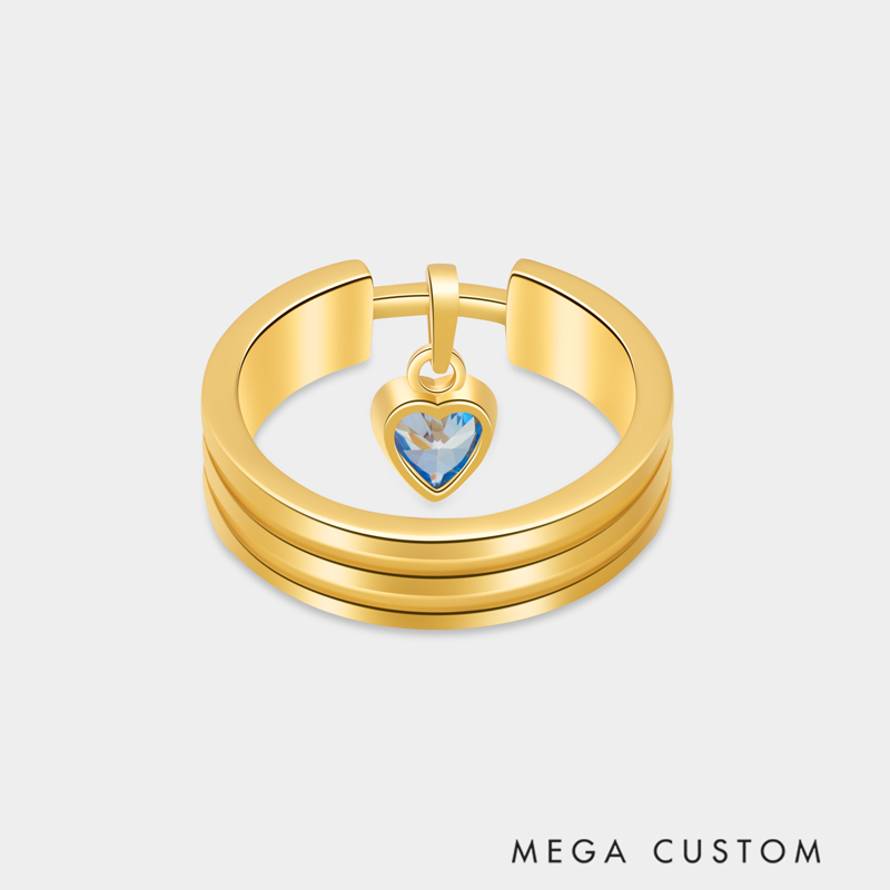 Personalized Heart-Shaped Pendant with Birthstone Ring A Gift for Your Beloved   925 Sterling Silver Necklace