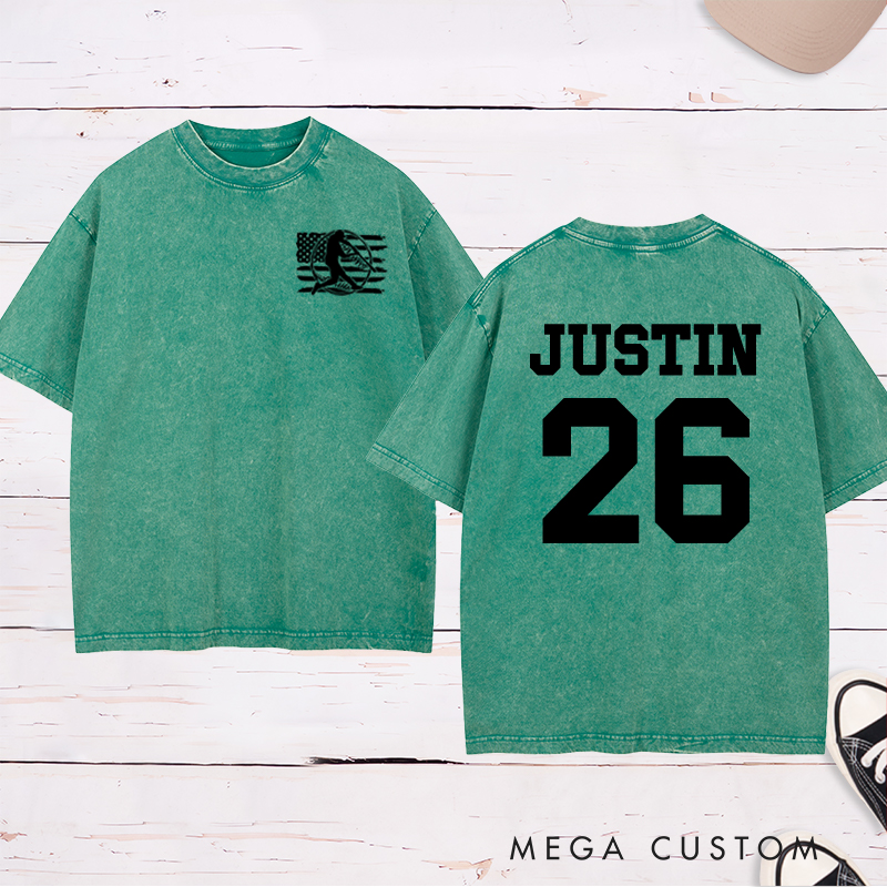 Personalized Team Spirit Washed T-shirt with Clean and Bold Name and Number Design