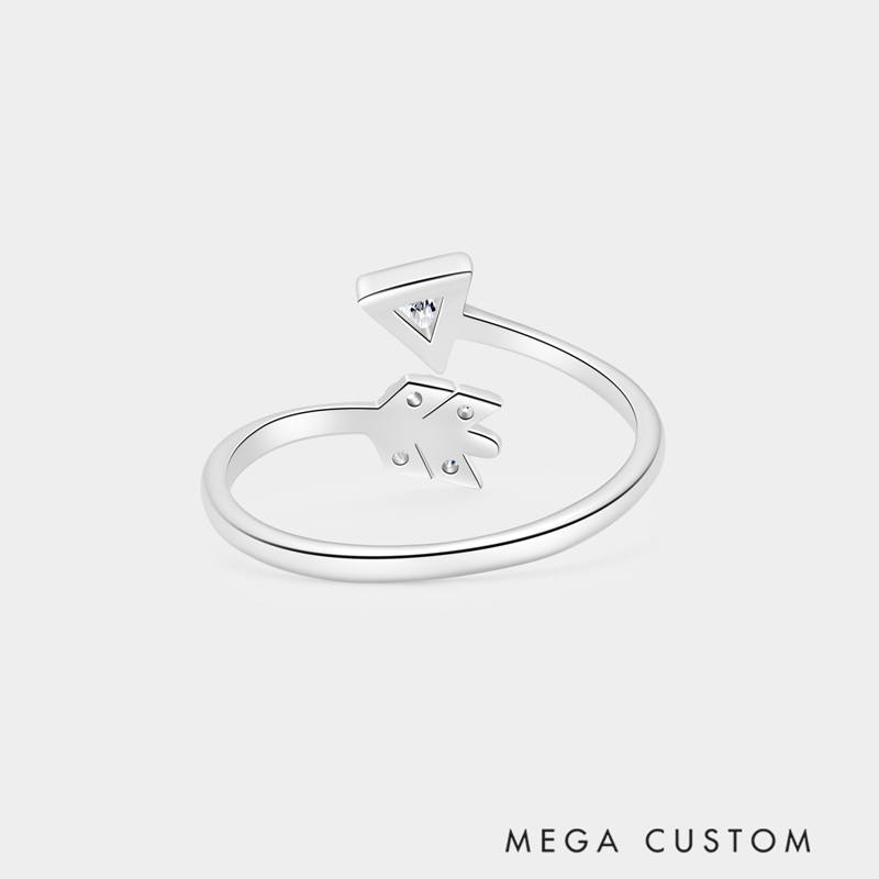 Personalized Romantic Arrow of Love Adjustable Ring in Sterling Silver with Custom Text