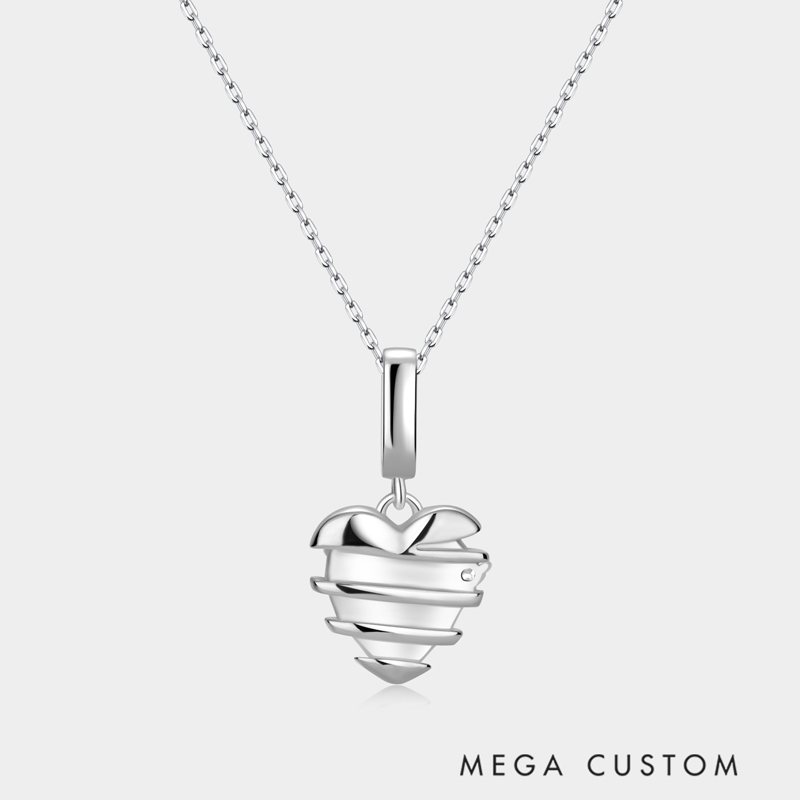 Personalized Sterling Silver Twisted Wrap Large Heart with Small Hearts Family Necklace Customizable Stone Count