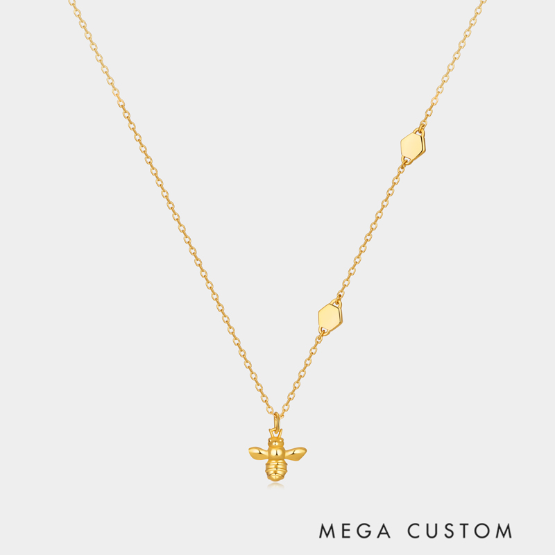 Personalized Engraved Bee Pendant Necklace A Gift for Your Beloved   Sterling Silver Necklace