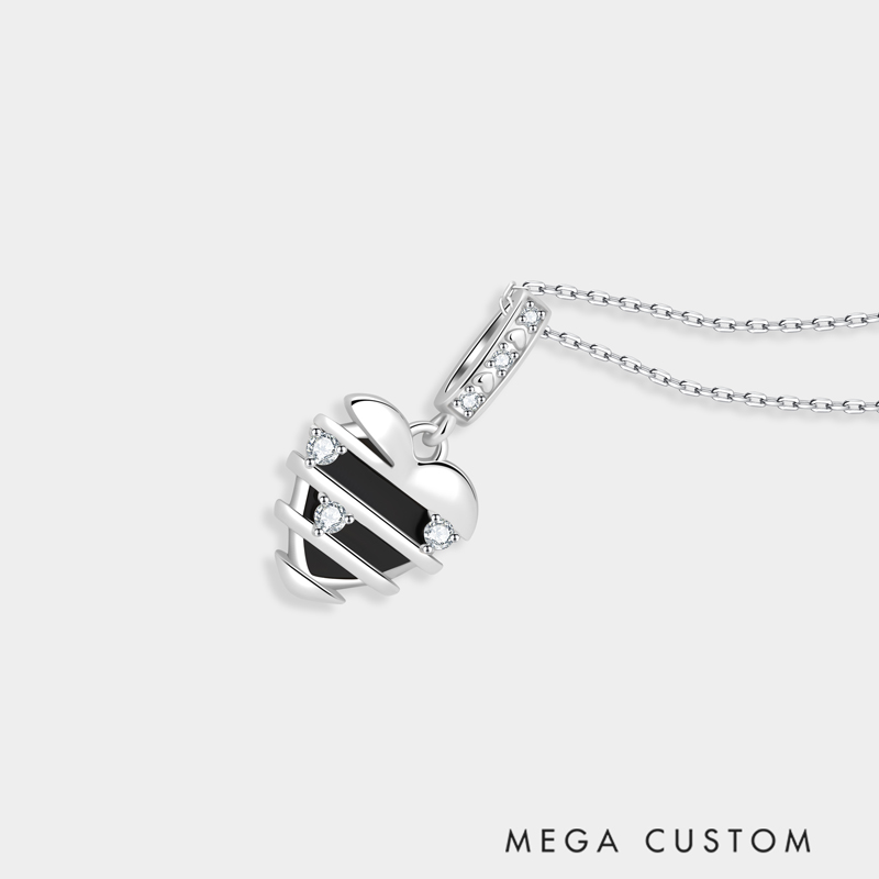 Personalized Sterling Silver Twisted Wrap Large Heart with Small Hearts Family Necklace Customizable Stone Count