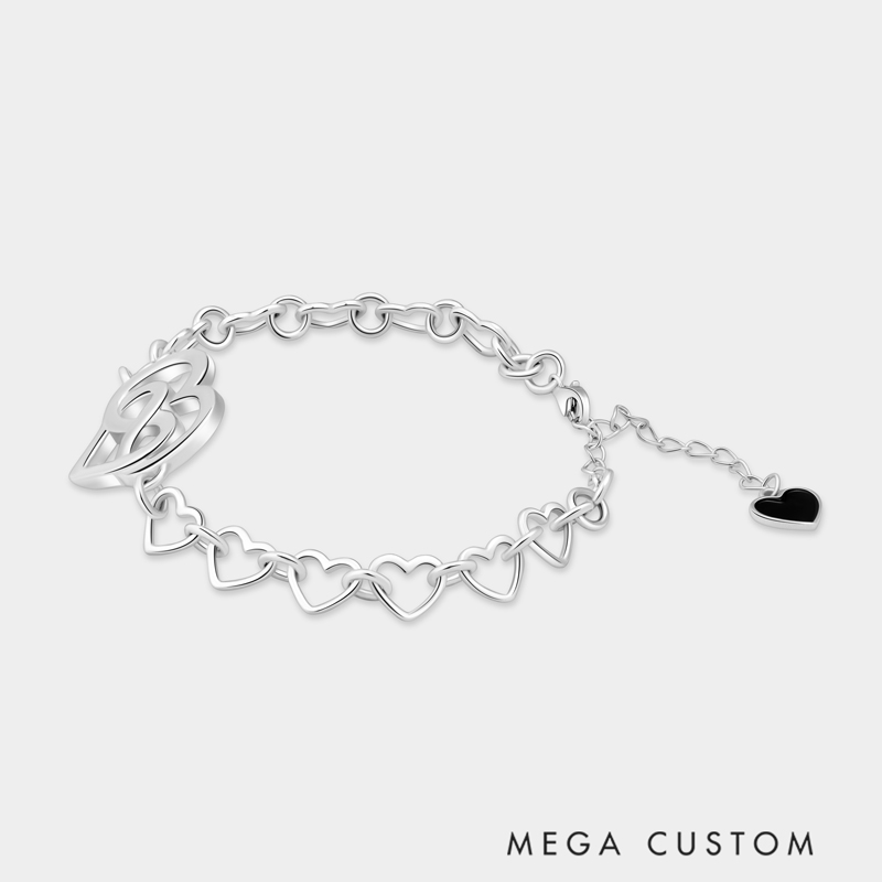 Personalized Heart-in-Heart Mother-Daughter Bracelet A Gift for Him   925 Sterling Silver Bracelet