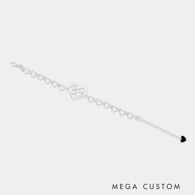 Personalized Heart-in-Heart Mother-Daughter Bracelet A Gift for Him   925 Sterling Silver Bracelet