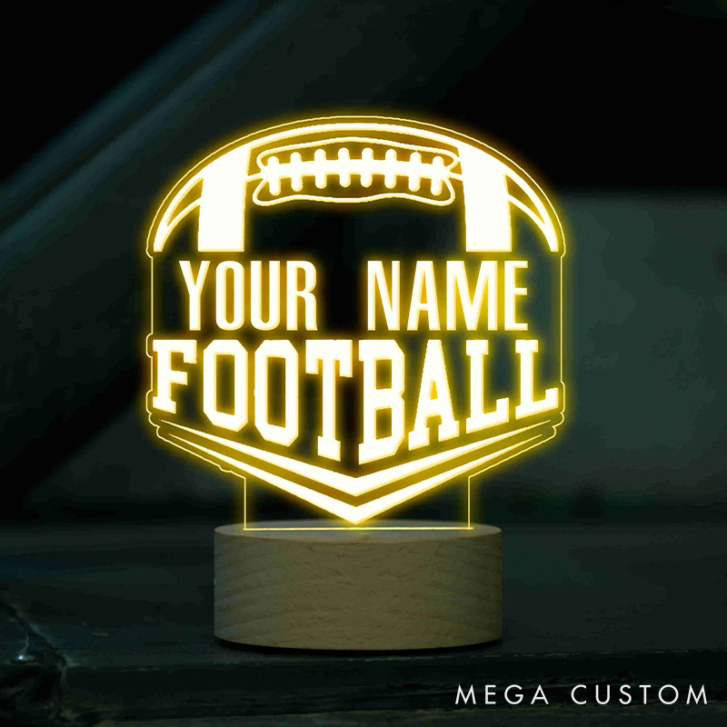 Personalized American Football LED Night Light with Custom Name for Player Gift