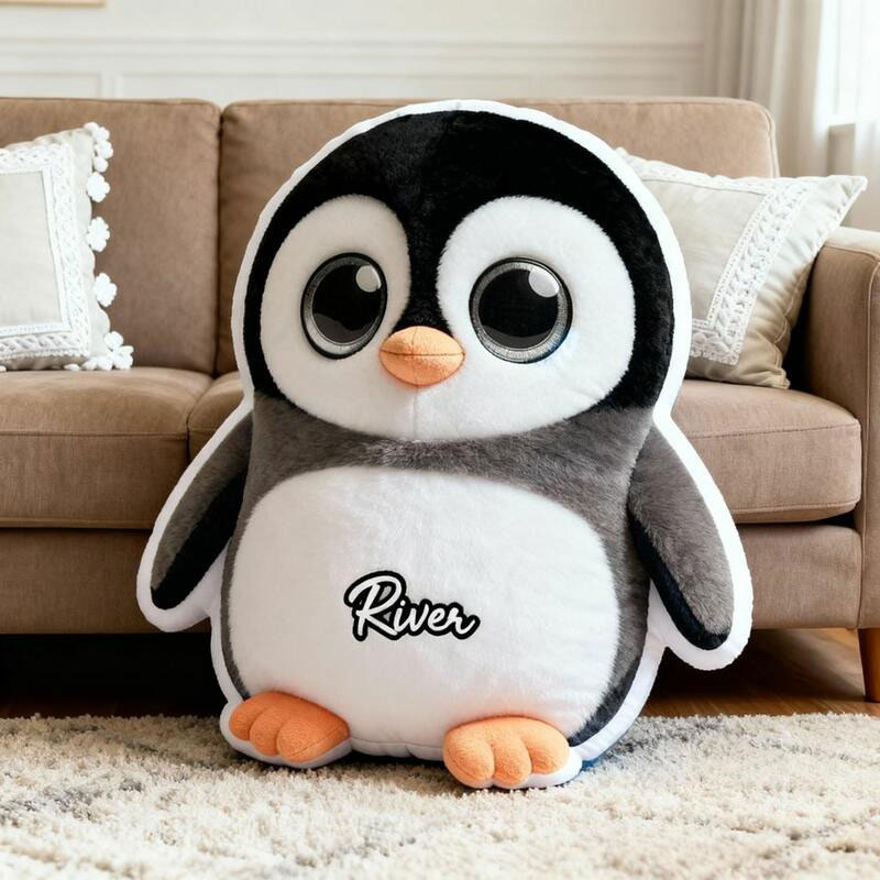Personalized Graphic 3D Print Pillows Pillow, Custom Penguin Pillow with Name for Family