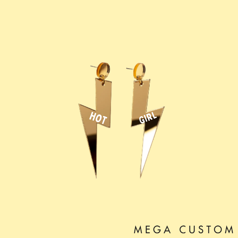 Personalized Multi-Color Lightning Bolt Earrings Edgy Statement Gift for Fashion Girls