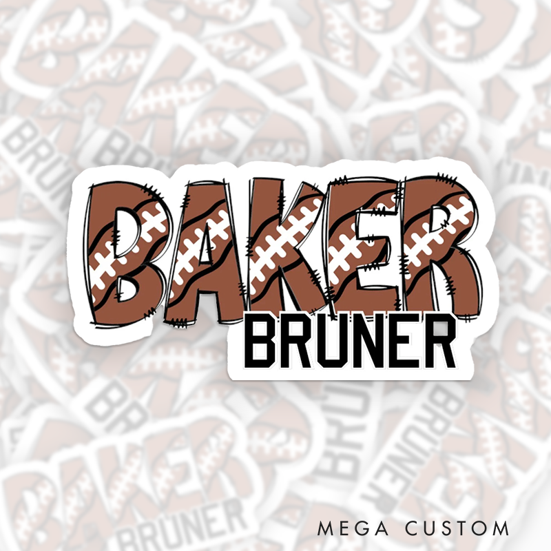 Personalized American Football Team Sticker with Custom Name - Water Bottle Sticker