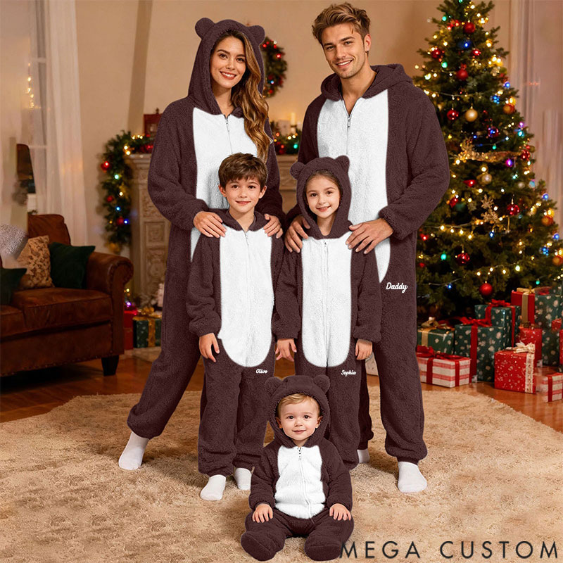 Personalized Fluffy Romper Family Matching Christmas for Family, Onesie Pajamas Women, Men