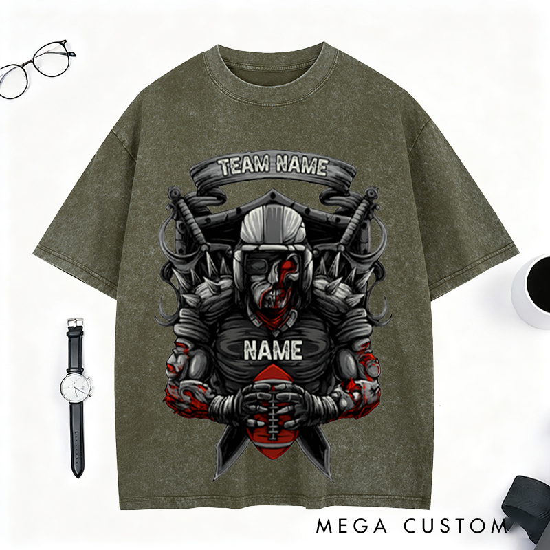Personalized Football Warrior T-Shirt Showcase Your Team and Name with Epic Style