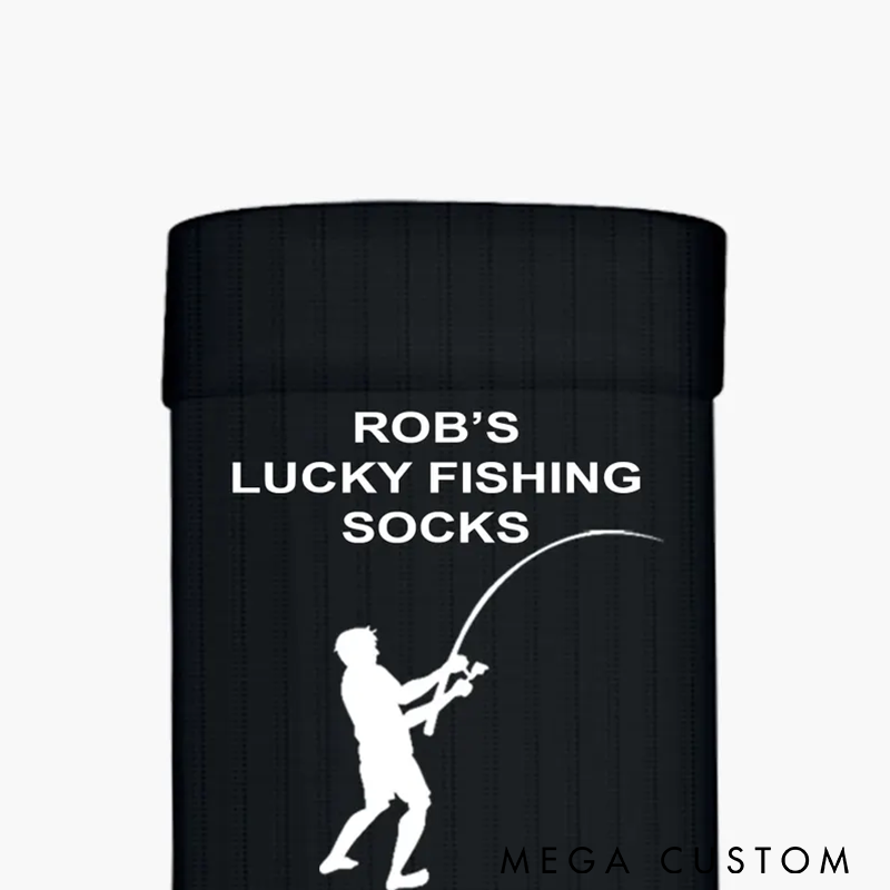 Personalized Lucky Fishing Socks Custom Amazing Birthday and Christmas Gift Name Comfortable and Breathable Perfect Gift for Fishing Enthusiasts and Outdoor Activities
