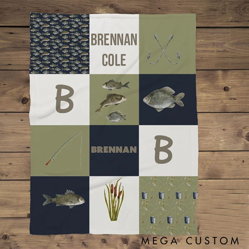 Personalized Gone Fishing Blanket Custom Name Blanket Little Boy Fishing Name Blanket Gift Idea Fishing Blanket Gift Idea Boy