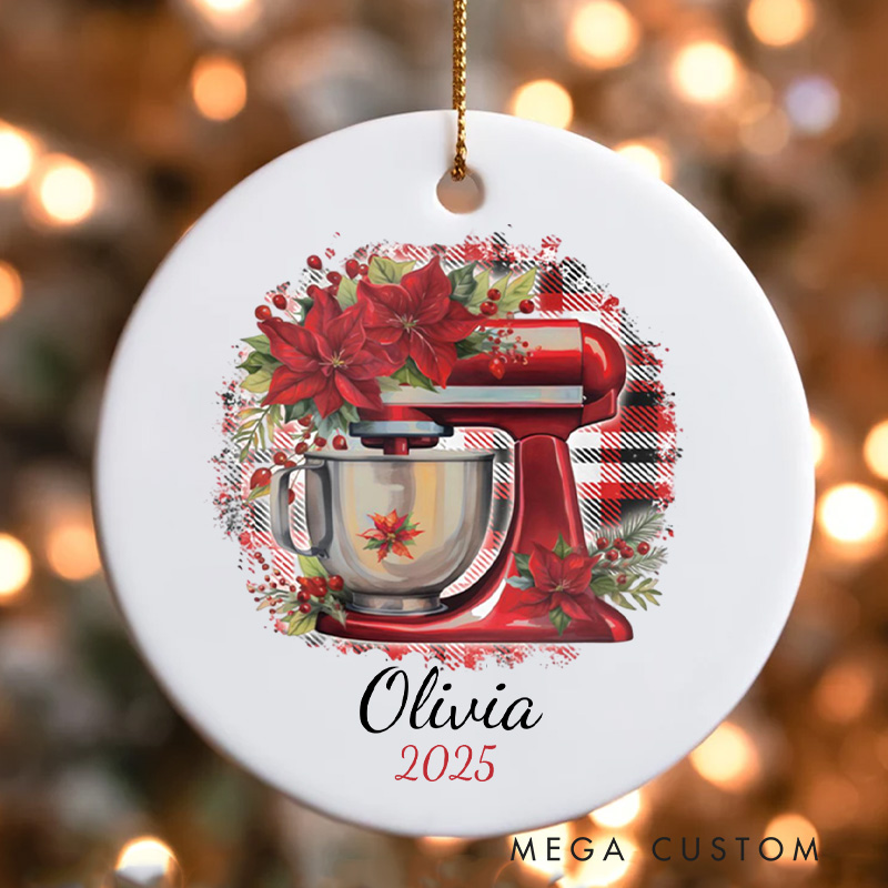 Personalized Baking Mixer Christmas Ornament Chefs Baking Ornament with Name Xmas Tree Ornament Baker 2025 Christmas Gift Baking Lover Gift