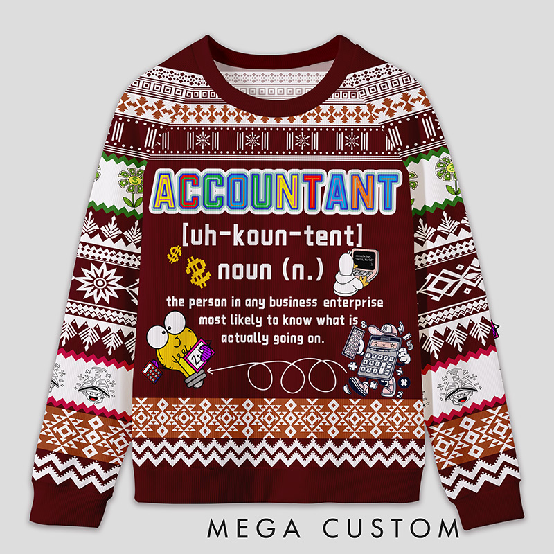 Personalized Energetic Accounting Funny Ugly Sweater Office Holiday Party Gift for Finance Pros