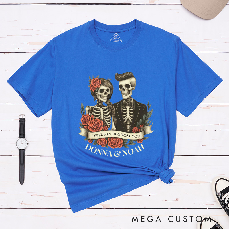 Personalized Halloween Couple Matching T-Shirt Skeleton Couple Matching Shirt Halloween Skeleton Gift