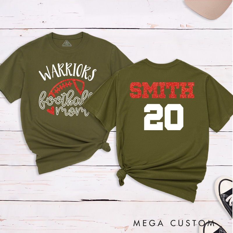 Personalized American Football Mom T-Shirts with Custom Team and Name on the Back