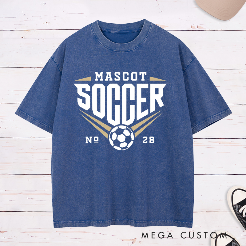 Personalized Soccer Washed T-Shirt with Team Name and Number