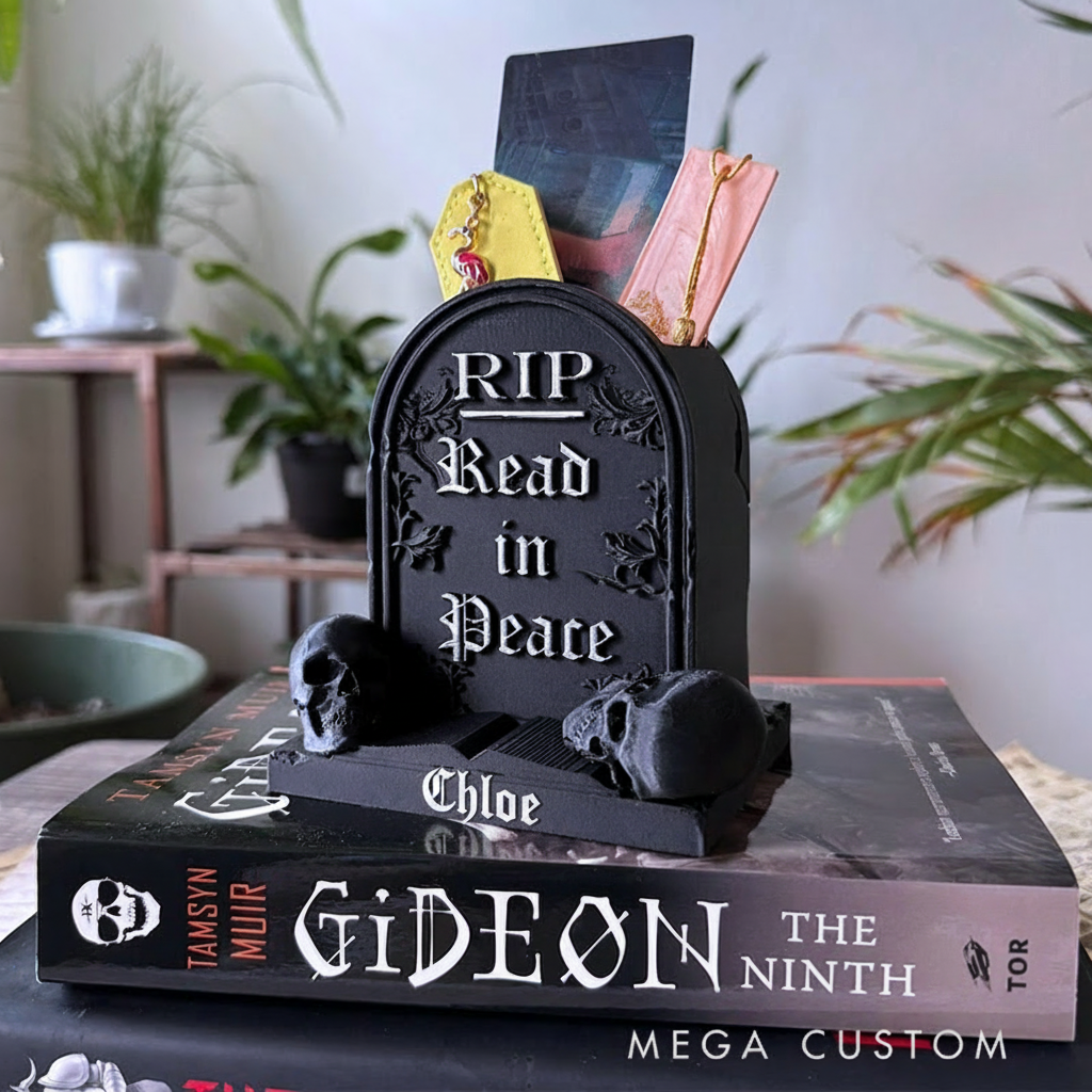 Spooky Gravestone Bookmark Holder Gothic Bookshelf Decor Halloween Decor Bookish Horror Trinkets Unique Bookmark Container Organizer