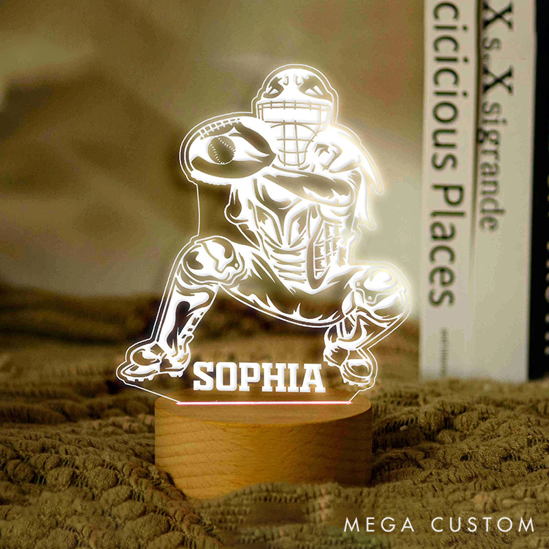 Personalized Baseball Player LED Night Light with Custom Name for Player Name