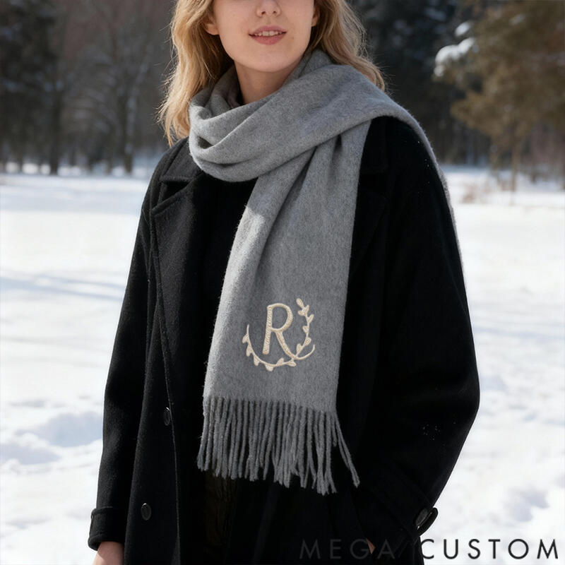 Personalized Scarf Embroidered Letters Luxury Scarf Unisex Scarf for Family