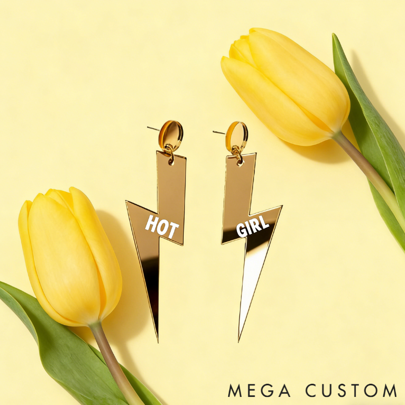 Personalized Multi-Color Lightning Bolt Earrings Edgy Statement Gift for Fashion Girls