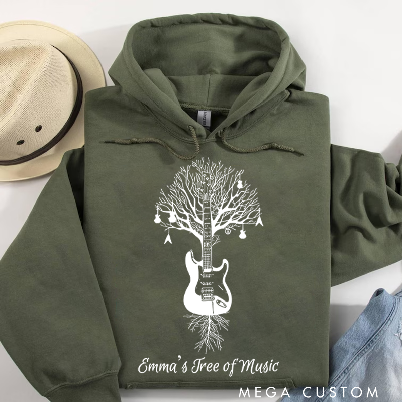 Personalized Classic Hoodies Drum Kit Hoodie Musical Drummer Tree Percussion in All Sizes Hoodie