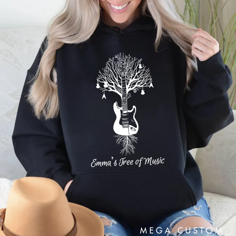 Personalized Classic Hoodies Drum Kit Hoodie Musical Drummer Tree Percussion in All Sizes Hoodie