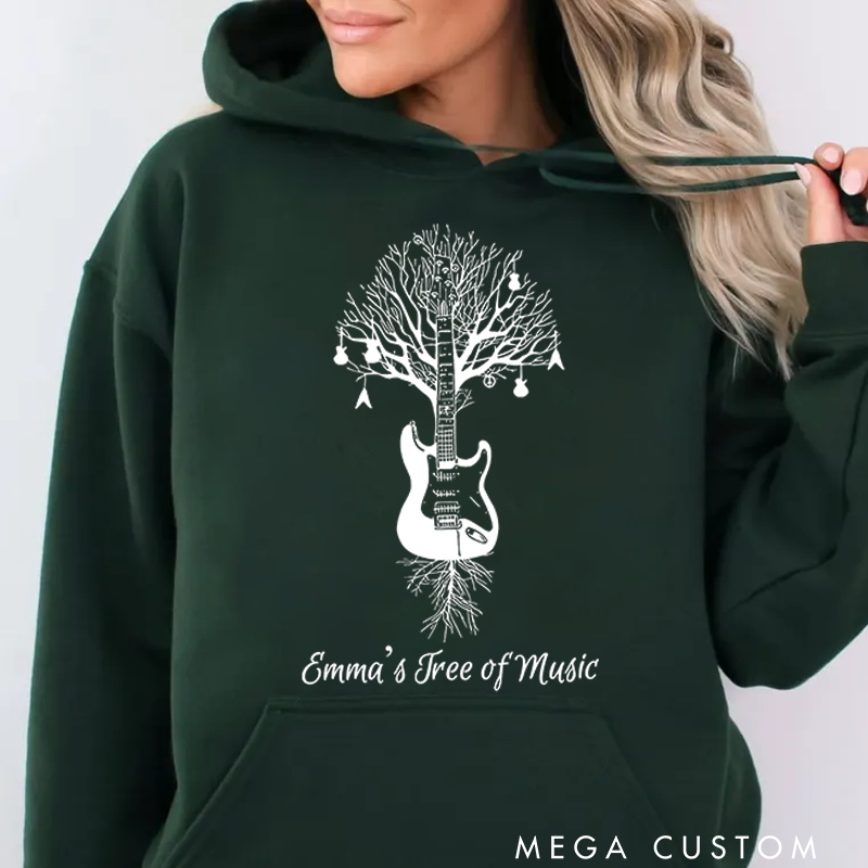 Personalized Classic Hoodies Drum Kit Hoodie Musical Drummer Tree Percussion in All Sizes Hoodie