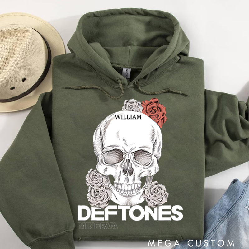 Personalized Classic Hoodies Elegant Skull and Roses Artistic Flora Hoodie