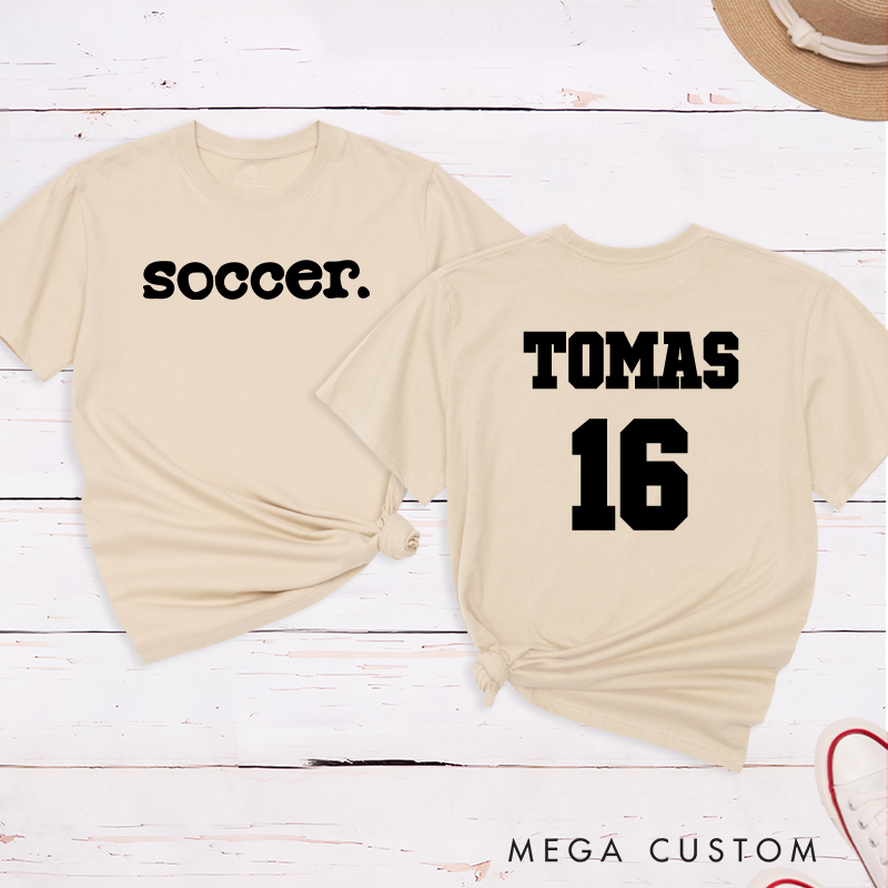 Personalized Minimalist Soccer T-Shirt with Custom Name and Number