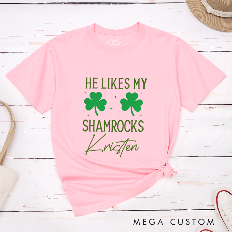 Personalized Funny Couple St. Patrick's Day Matching T-Shirt Shamrock and Leprechaun Shirt For Him and Her