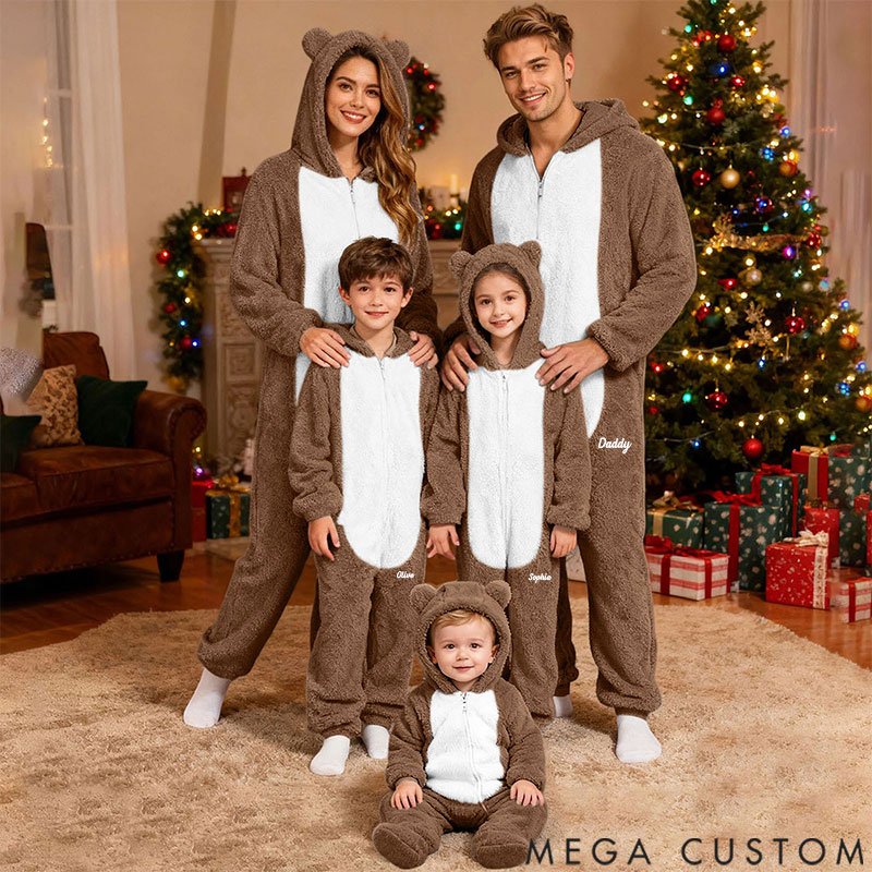 Personalized Fluffy Romper Family Matching Christmas for Family, Onesie Pajamas Women, Men