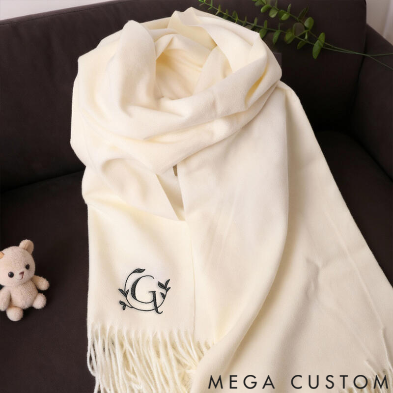 Personalized Scarf Embroidered Letters Luxury Scarf Unisex Scarf for Family