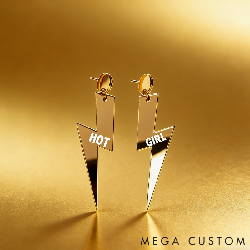 Personalized Multi-Color Lightning Bolt Earrings Edgy Statement Gift for Fashion Girls