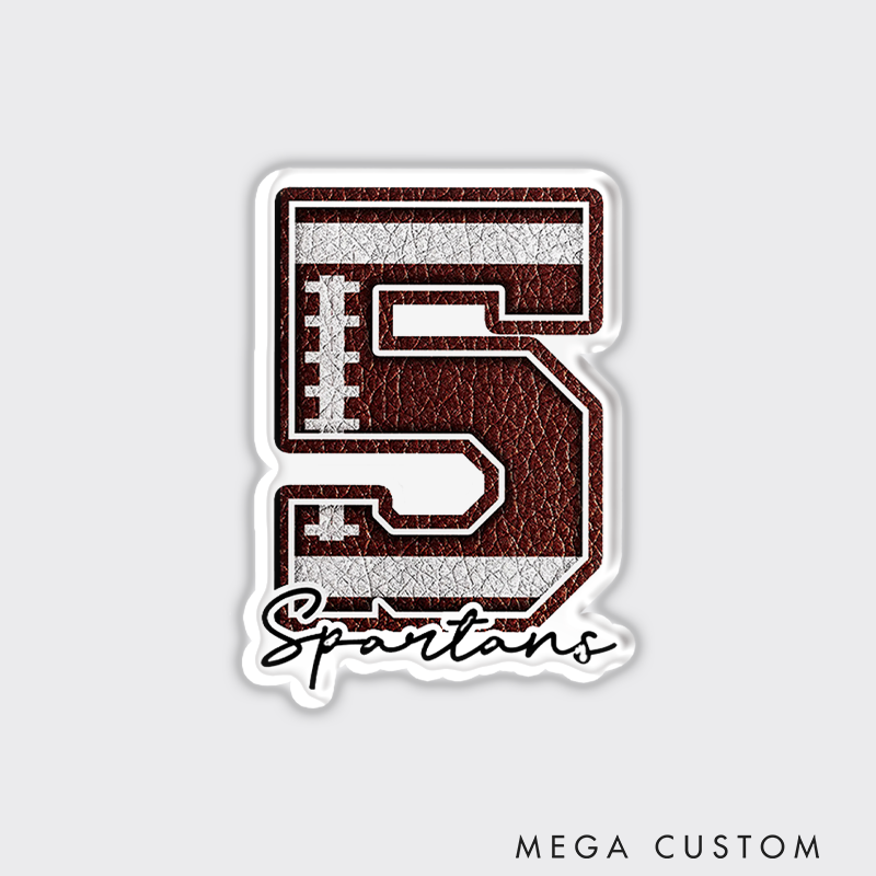 Personalized American Football and Rugby Fire Ball Fridge Magnets with Custom Name and Number
