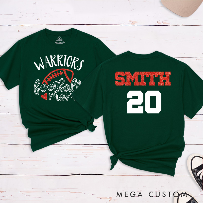 Personalized American Football Mom T-Shirts with Custom Team and Name on the Back