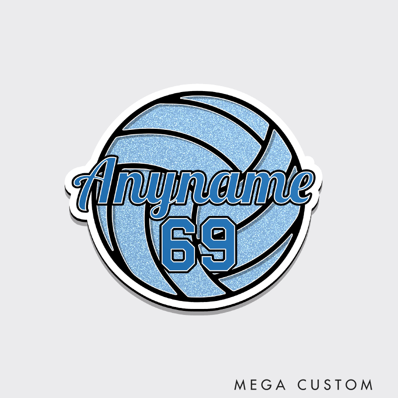 Personalized Volleyball Glitter Fridge Magnets with Custom Name and Number Design for Players and Fans