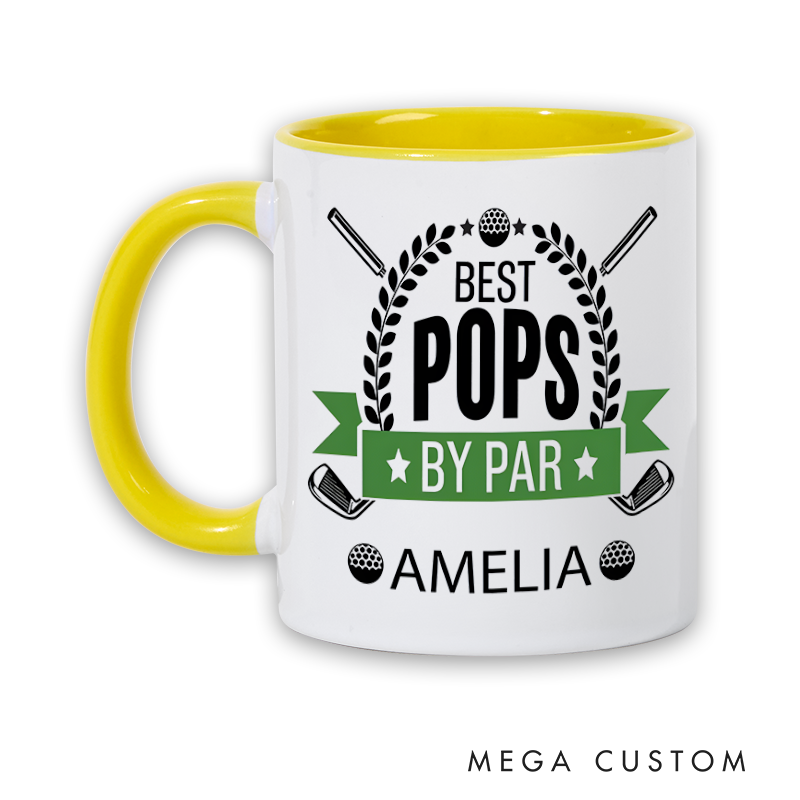 Personalized Golf Mug with "Best Pops By Par" Design Featuring Custom Name and Golf-Themed Decoration Thoughtful Gift for Golf-Loving Dads