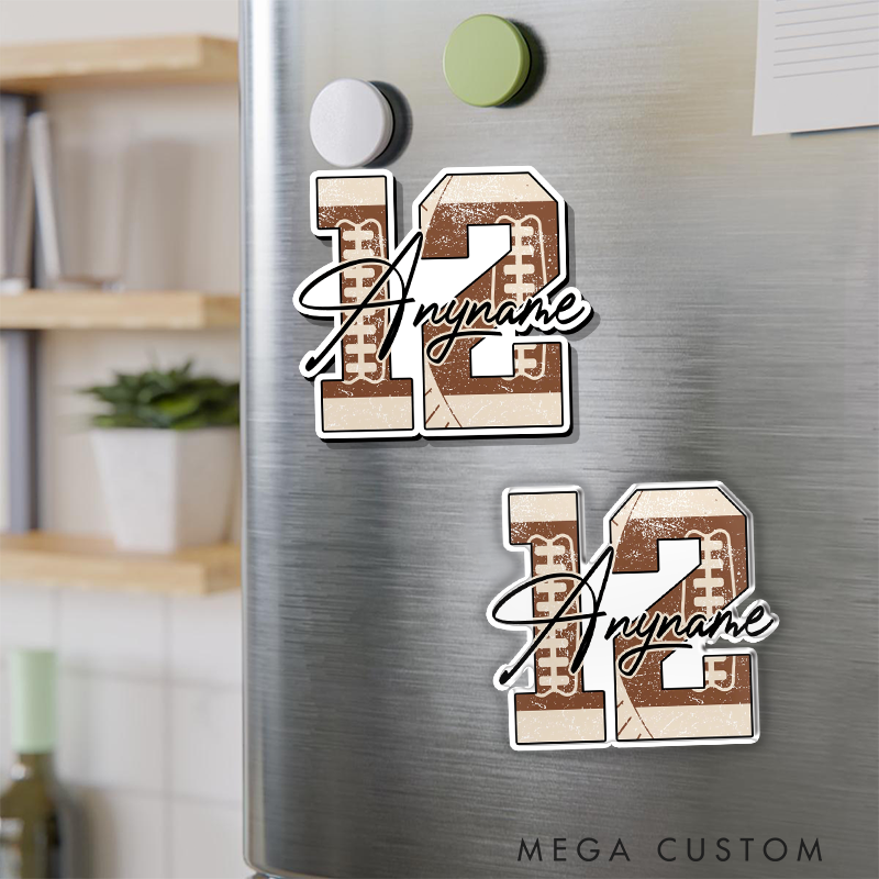 Personalized American Football Fridge Magnets with Custom Name and Number Sticker for Fans