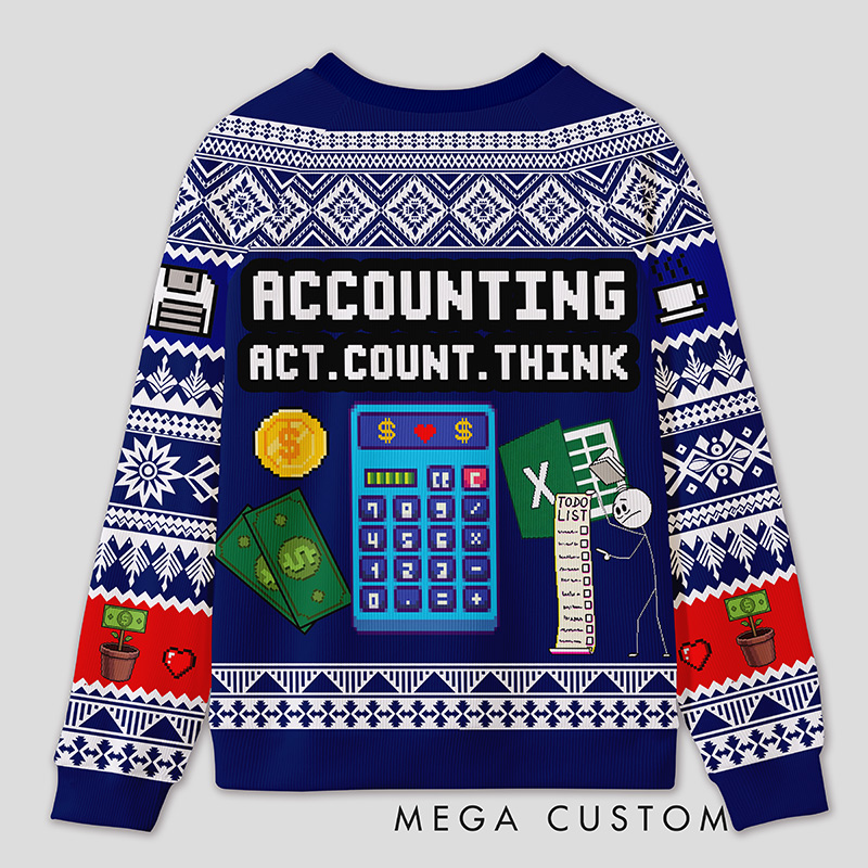 Personalized Math Competition Humor Ugly Sweater Office Holiday Party Gift for Accountants